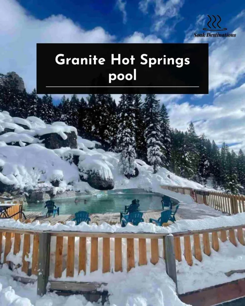 Granite Hot Springs 8 - soakdestinations Granite Hot Springs pool surrounded by snow-covered pine forest