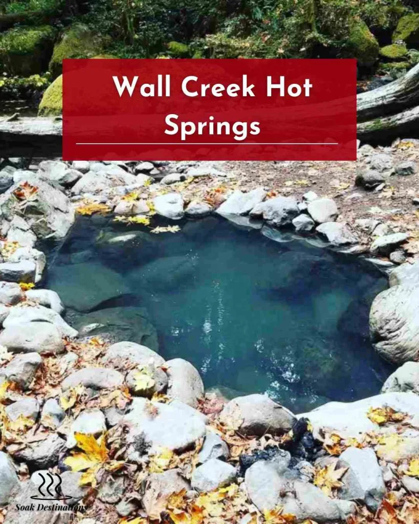 A hiker walks along a dirt trail beside a rushing stream leading to Wall Creek Hot Springs. 