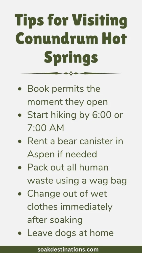 Tips for Visiting Conundrum Hot Springs