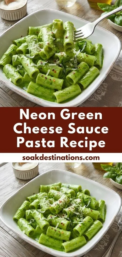 Neon Green Cheese Sauce Pasta Recipe