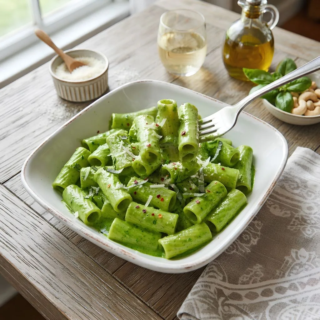 Neon Green Cheese Sauce Pasta Recipe