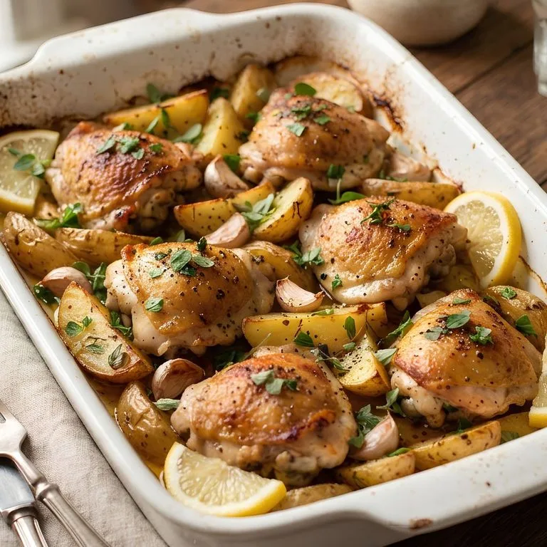 One Pan Lemon Chicken Potatoes Recipe - soakdestinations One Pan Lemon Chicken and Potatoes Recipe