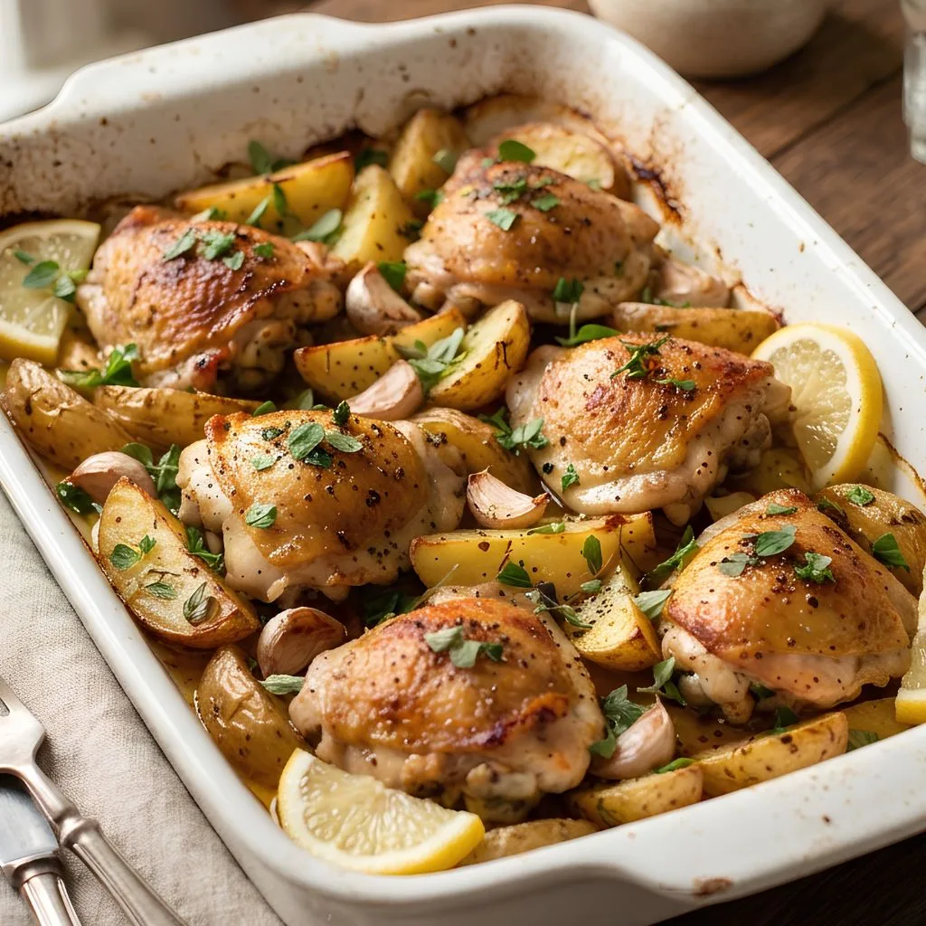 One Pan Lemon Chicken and Potatoes Recipe