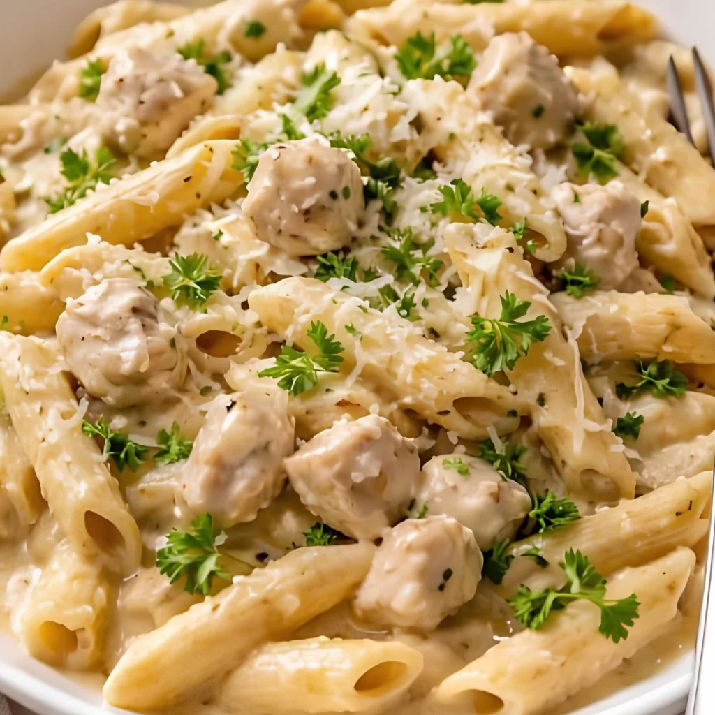 One Pot Creamy Chicken Pasta Recipe - soakdestinations One-Pot Creamy Chicken Pasta Recipe