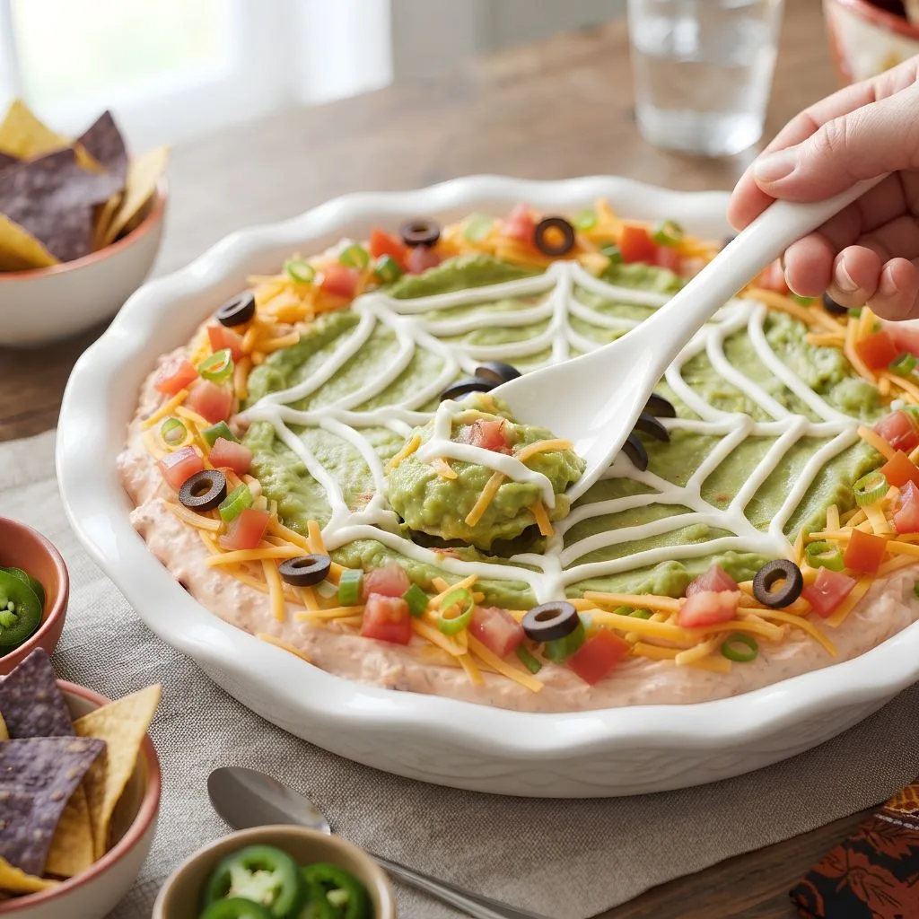 Spider Web Cream Cheese Dip Recipe